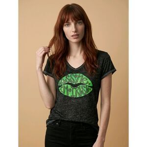 🔺Rocker Girl Black w/Green Glitter Lios Kiss Me I'm Irish Burnout Top XLarge